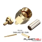 Brass RP-SMA or SMA Male Plug Center Window Crimp Cable RF Adapter Connector